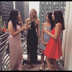 Coral BCBG Wedding Guest Dress